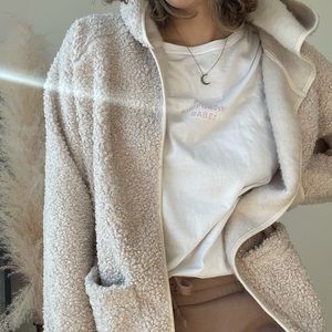 Forever 21 hooded faux shearling jacket
